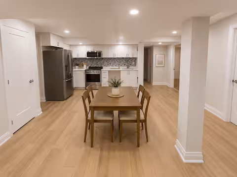 Dining table next to the kitchen